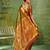 brown color kanjivaram silk blend woven designer ethnic partywear saree