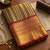 brown color kanjivaram silk blend woven designer ethnic partywear saree