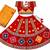 Red kutch work embroidered cotton mirrorwork chaniya choli set with dupatta