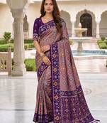 purple color smart and rich woven meenakari jacquard designer patola silk blend saree
