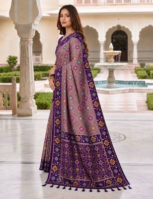 purple color smart and rich woven meenakari jacquard designer patola silk blend saree 4