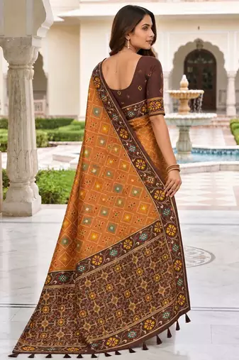 maroon color smart and rich woven meenakari jacquard designer patola silk blend saree