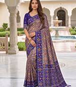 violet color smart and rich woven meenakari jacquard designer patola silk blend saree