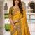 yellow color smart and rich woven meenakari jacquard designer patola silk blend saree
