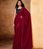 red color smart solid designer fancy ethnic partywear saree