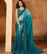 blue color smart solid designer fancy ethnic partywear saree