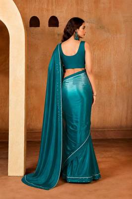 blue color smart solid designer fancy ethnic partywear saree 2