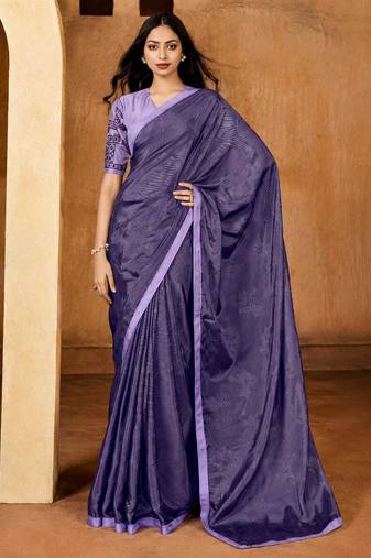 lavender color smart solid designer fancy ethnic partywear saree
