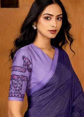 lavender color smart solid designer fancy ethnic partywear saree 3