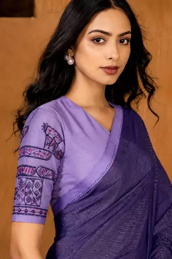 lavender color smart solid designer fancy ethnic partywear saree