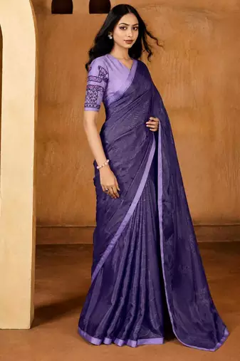 lavender color smart solid designer fancy ethnic partywear saree