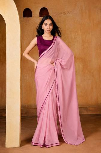 pink color smart solid designer fancy ethnic partywear saree