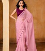 pink color smart solid designer fancy ethnic partywear saree