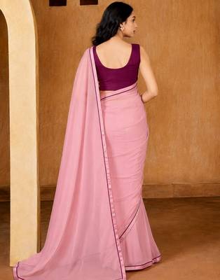 pink color smart solid designer fancy ethnic partywear saree 2