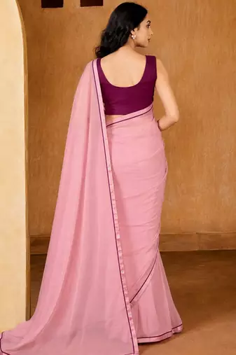 pink color smart solid designer fancy ethnic partywear saree