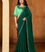 teal green color smart solid designer fancy ethnic partywear saree