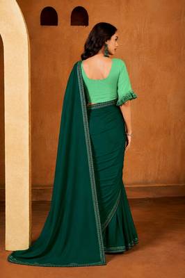 teal green color smart solid designer fancy ethnic partywear saree 2