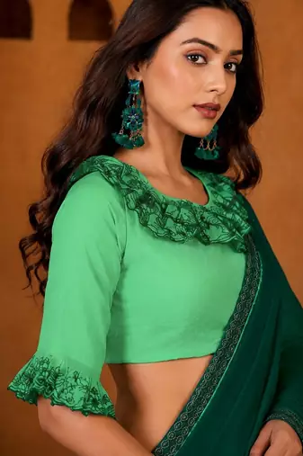 teal green color smart solid designer fancy ethnic partywear saree