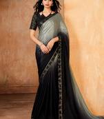 black and grey color smart solid designer fancy ethnic partywear saree