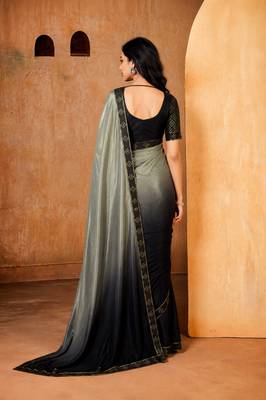 black and grey color smart solid designer fancy ethnic partywear saree 2
