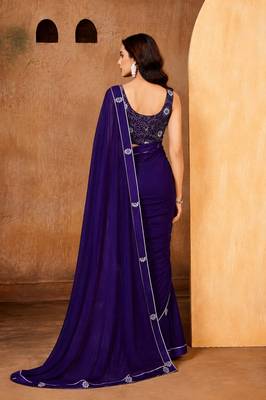 purple color smart solid designer fancy ethnic partywear saree 2
