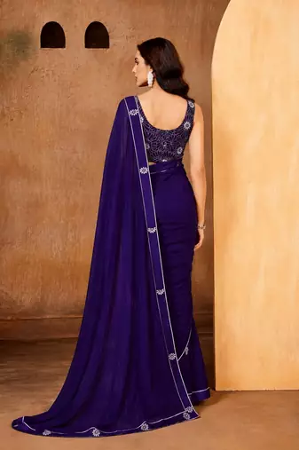 purple color smart solid designer fancy ethnic partywear saree