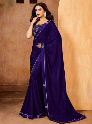 purple color smart solid designer fancy ethnic partywear saree 4