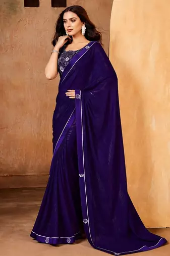 purple color smart solid designer fancy ethnic partywear saree
