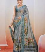 Blue color kanjivaram silk blend saree for fancy sophisticated saree
