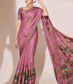 Pink color kanjivaram silk blend saree for fancy sophisticated saree