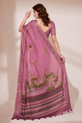 Pink color kanjivaram silk blend saree for fancy sophisticated saree 2