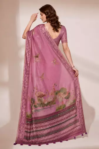 Pink color kanjivaram silk blend saree for fancy sophisticated saree