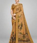 Mustard color kanjivaram silk blend saree for fancy sophisticated saree