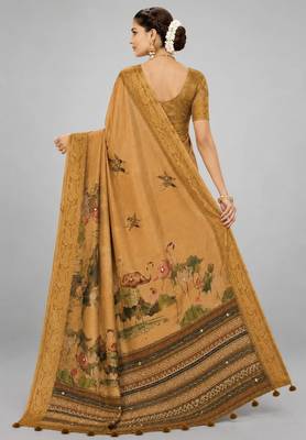 Mustard color kanjivaram silk blend saree for fancy sophisticated saree 2