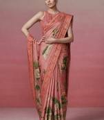 Rose pink color kanjivaram silk blend saree for fancy sophisticated saree