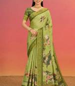 Olive color kanjivaram silk blend saree for fancy sophisticated saree