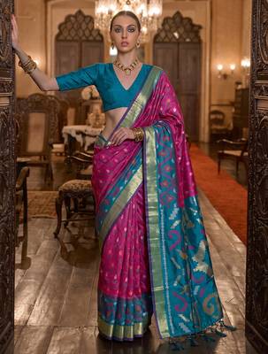 pink color smart soft silk blend designer ethnic partywear saree 1