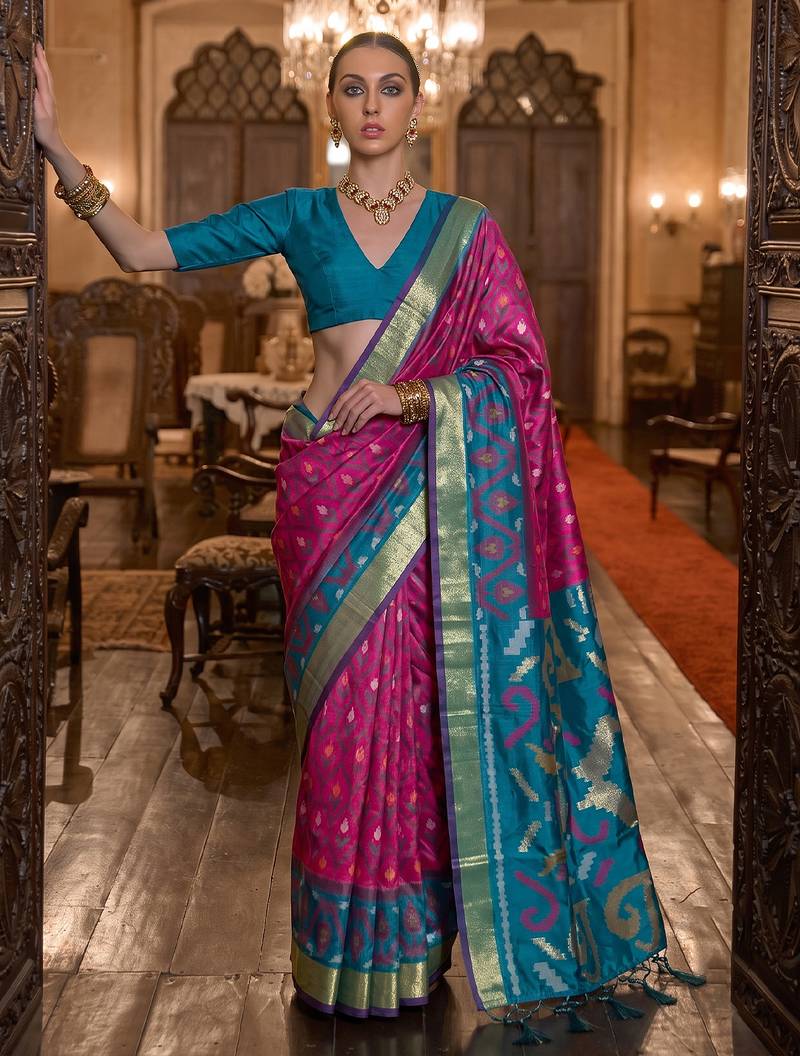 pink color smart soft silk blend designer ethnic partywear saree