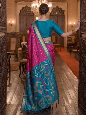 pink color smart soft silk blend designer ethnic partywear saree 2