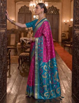 pink color smart soft silk blend designer ethnic partywear saree 3