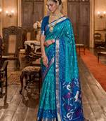 sky blue color smart soft silk blend designer ethnic partywear saree