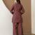 Brown cambric cotton embroidery work co-ord set kurta and straight pant for women