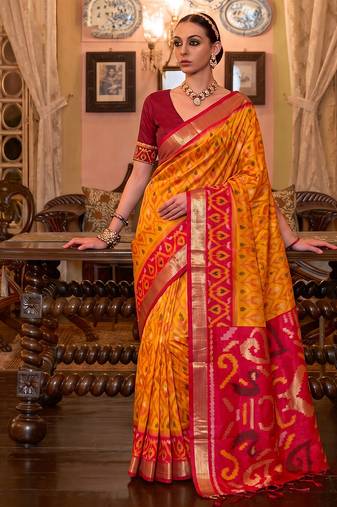 mustard color smart soft silk blend designer ethnic partywear saree