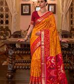 mustard color smart soft silk blend designer ethnic partywear saree
