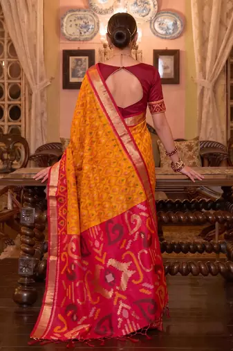 mustard color smart soft silk blend designer ethnic partywear saree