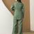 Green cambric cotton embroidery work co-ord set top and straight pant
