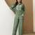 Green cambric cotton embroidery work co-ord set top and straight pant