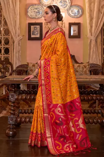 mustard color smart soft silk blend designer ethnic partywear saree
