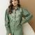 Green cambric cotton embroidery work co-ord set top and straight pant