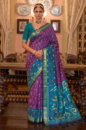 purple color smart soft silk blend designer ethnic partywear saree